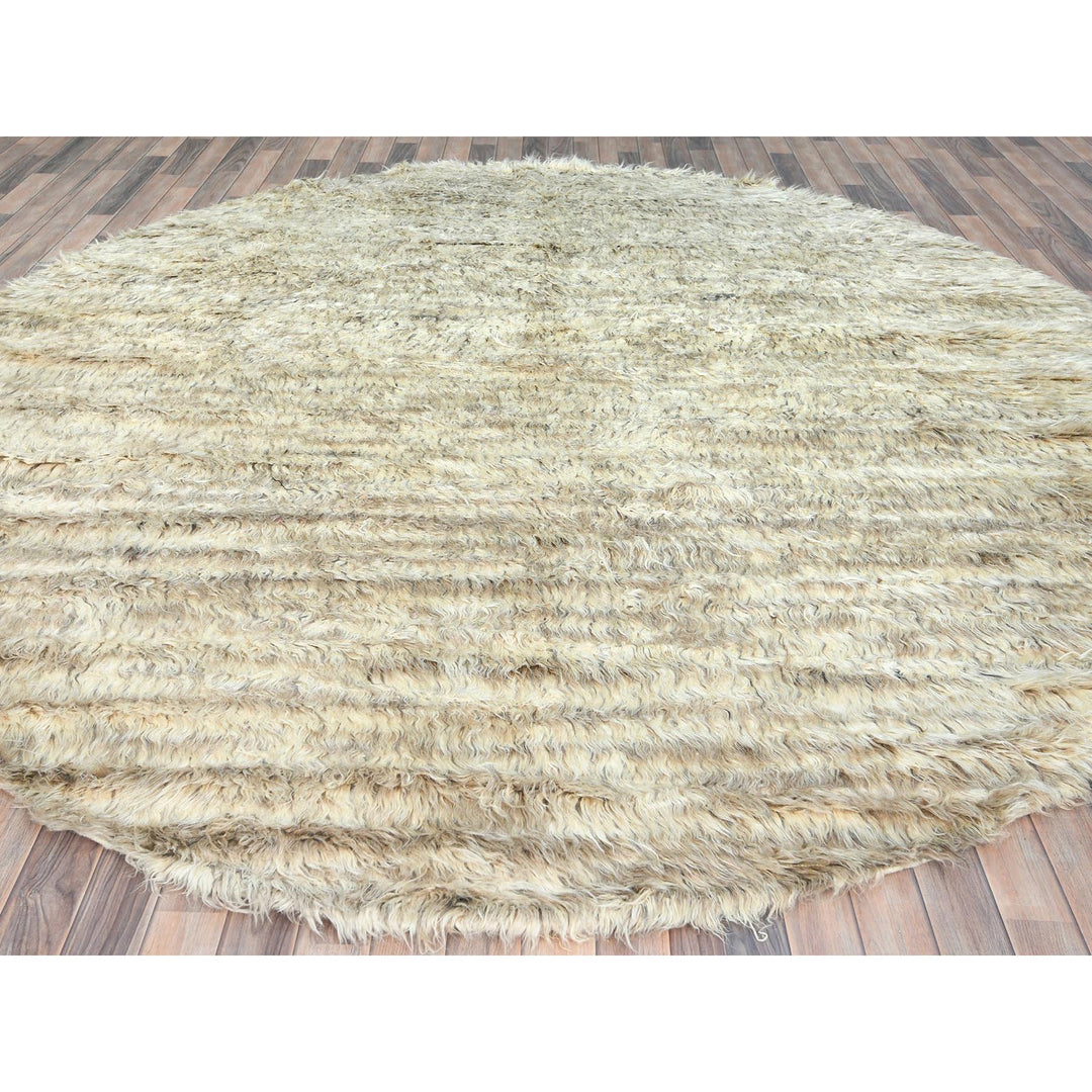 10'1" x 10'0" New Hand Knotted Ivory Wool Round Oriental Rug - MOA10282986