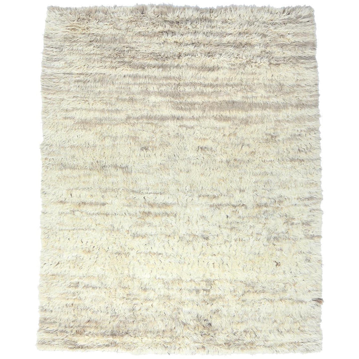 8'1" x 10'1" New Hand Knotted Ivory Wool Rectangle Oriental Rug - MOA10282988