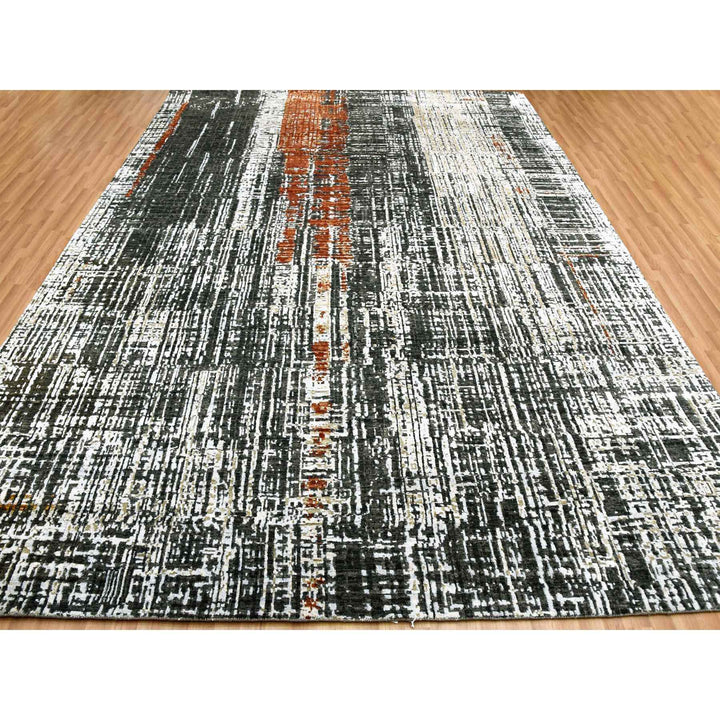 9'0" x 12'4" New Hand Knotted Grey Wool Rectangle Oriental Rug - MOA10283043