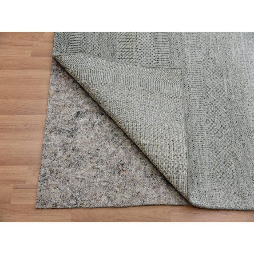 9'1" x 12'2" New Hand Knotted Grey Wool Rectangle Oriental Rug - MOA10283100