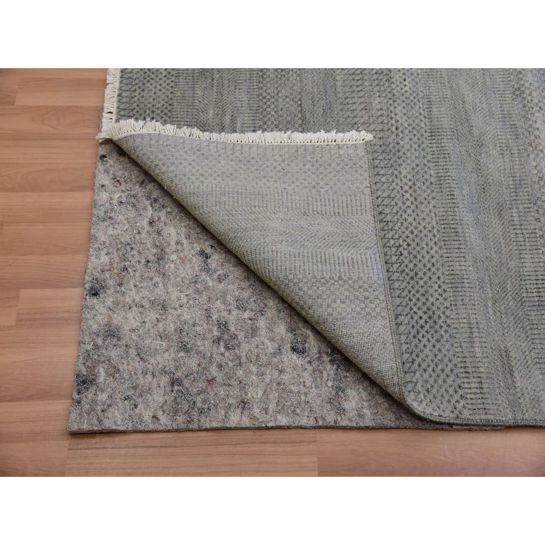 9'0" x 12'2" New Hand Knotted Grey Wool Rectangle Oriental Rug - MOA10283102