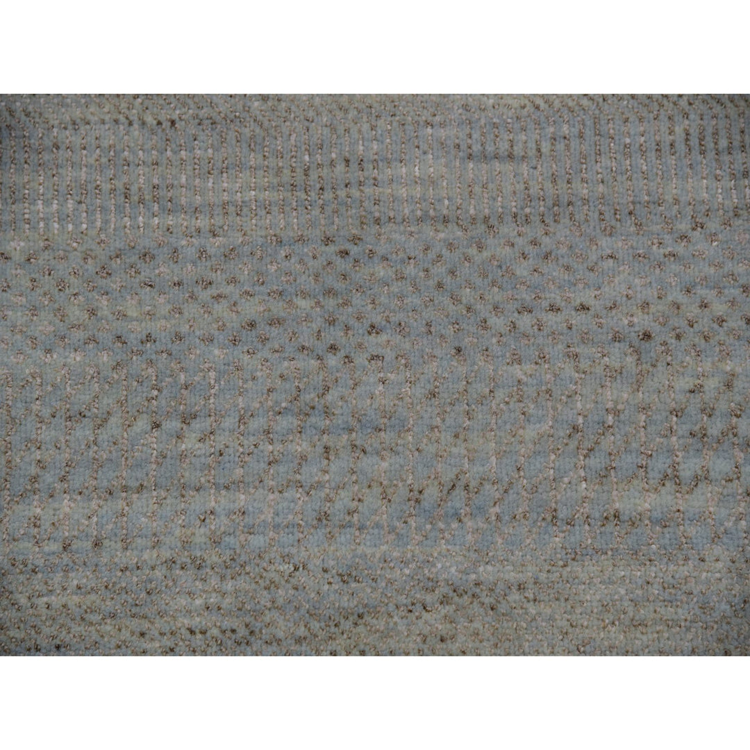 7'11" x 9'11" New Hand Knotted Grey Wool Rectangle Oriental Rug - MOA10283104