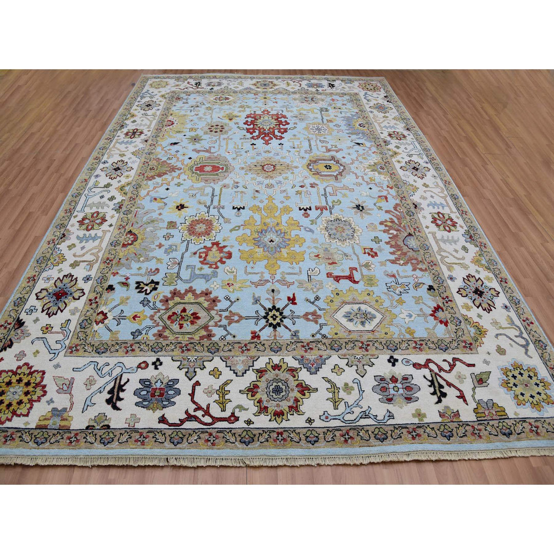 9'0" x 12'5" New Hand Knotted Blue Wool Rectangle Oriental Rug - MOA10283107