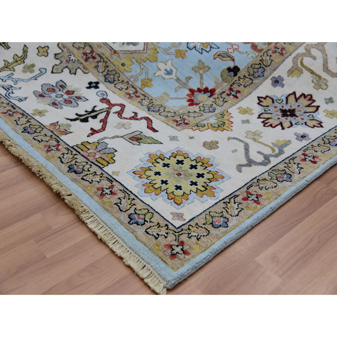 9'0" x 12'5" New Hand Knotted Blue Wool Rectangle Oriental Rug - MOA10283107