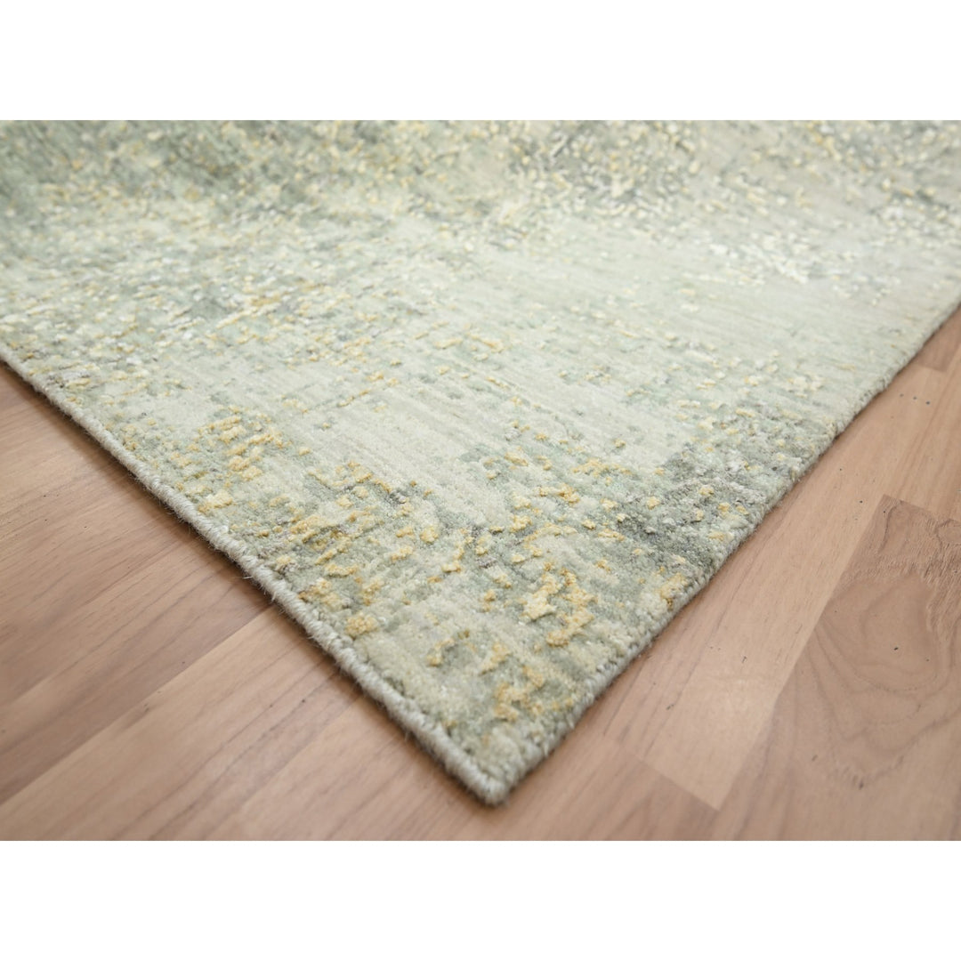 7'11" x 10'1" New Hand Knotted Green Wool Rectangle Oriental Rug - MOA10283127