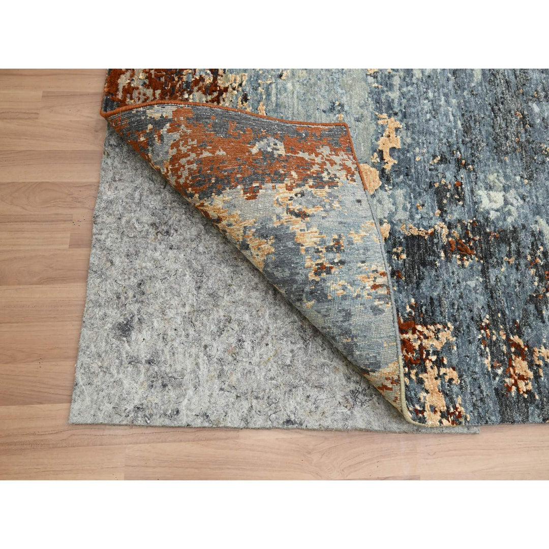 7'10" x 10'2" New Hand Knotted Blue Wool Rectangle Oriental Rug - MOA10283129