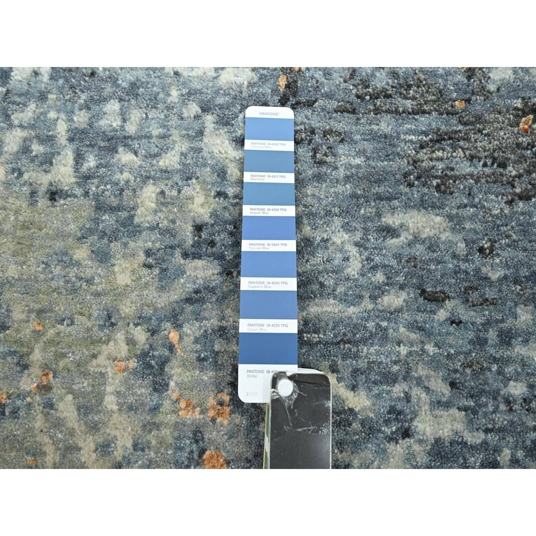 7'10" x 10'2" New Hand Knotted Blue Wool Rectangle Oriental Rug - MOA10283129
