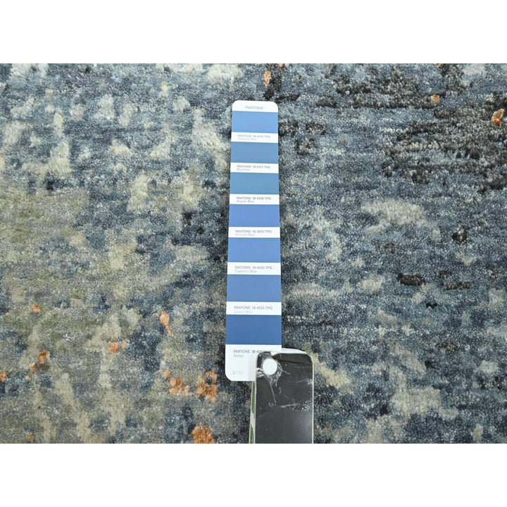7'10" x 10'2" New Hand Knotted Blue Wool Rectangle Oriental Rug - MOA10283129