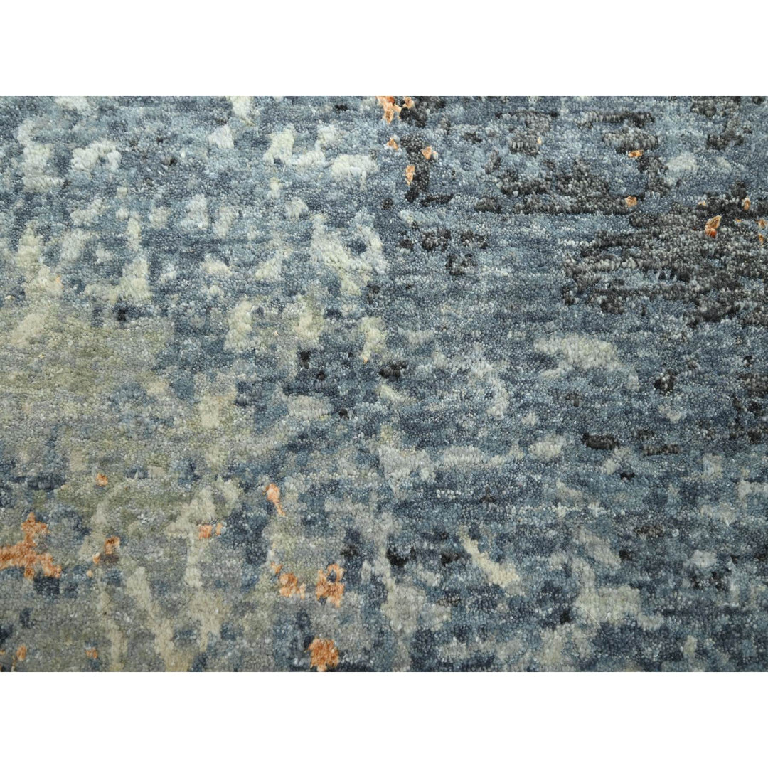 7'10" x 10'2" New Hand Knotted Blue Wool Rectangle Oriental Rug - MOA10283129