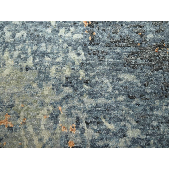 7'10" x 10'2" New Hand Knotted Blue Wool Rectangle Oriental Rug - MOA10283129
