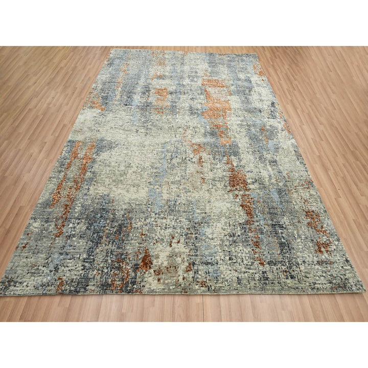 8'0" x 10'2" New Hand Knotted Green Wool Rectangle Oriental Rug - MOA10283130
