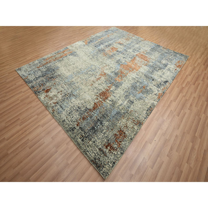 8'0" x 10'2" New Hand Knotted Green Wool Rectangle Oriental Rug - MOA10283130
