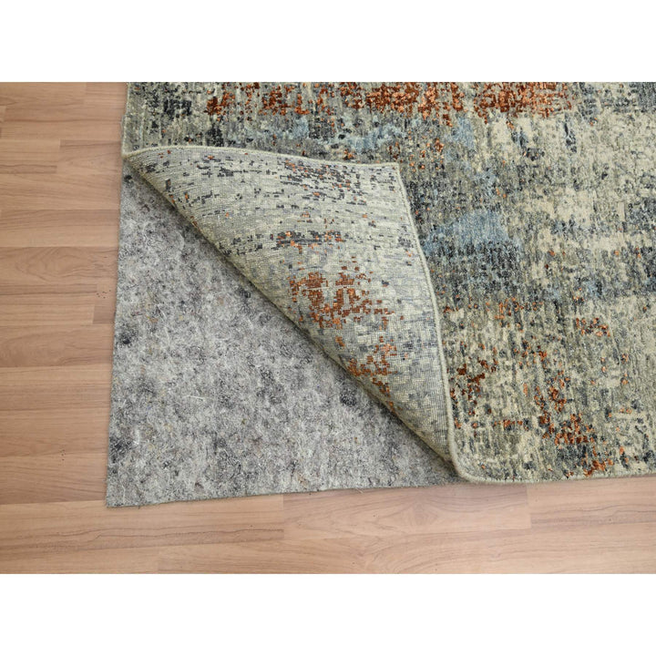8'0" x 10'2" New Hand Knotted Green Wool Rectangle Oriental Rug - MOA10283130