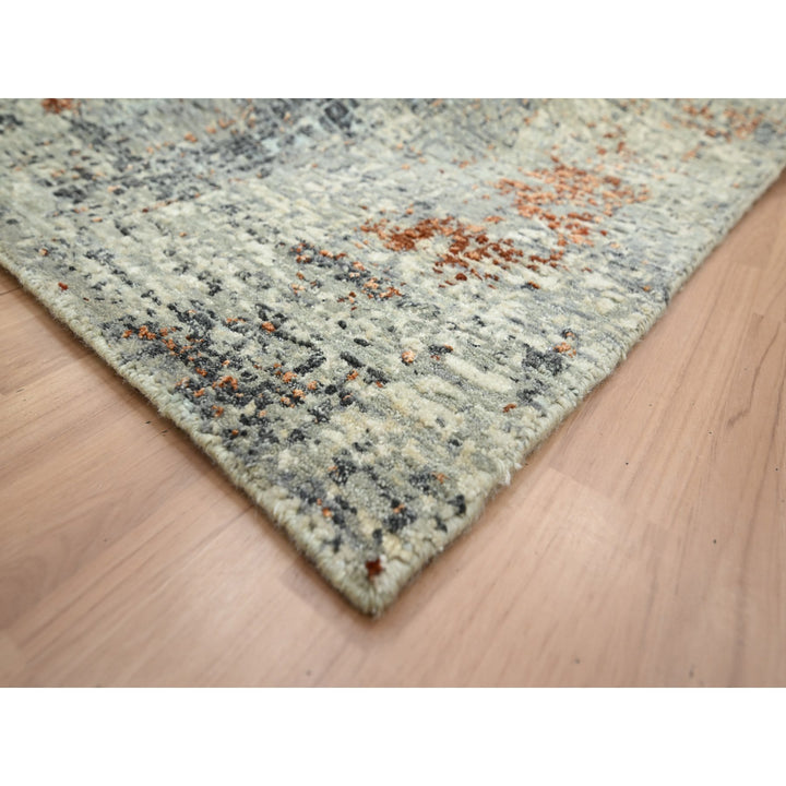 8'0" x 10'2" New Hand Knotted Green Wool Rectangle Oriental Rug - MOA10283130