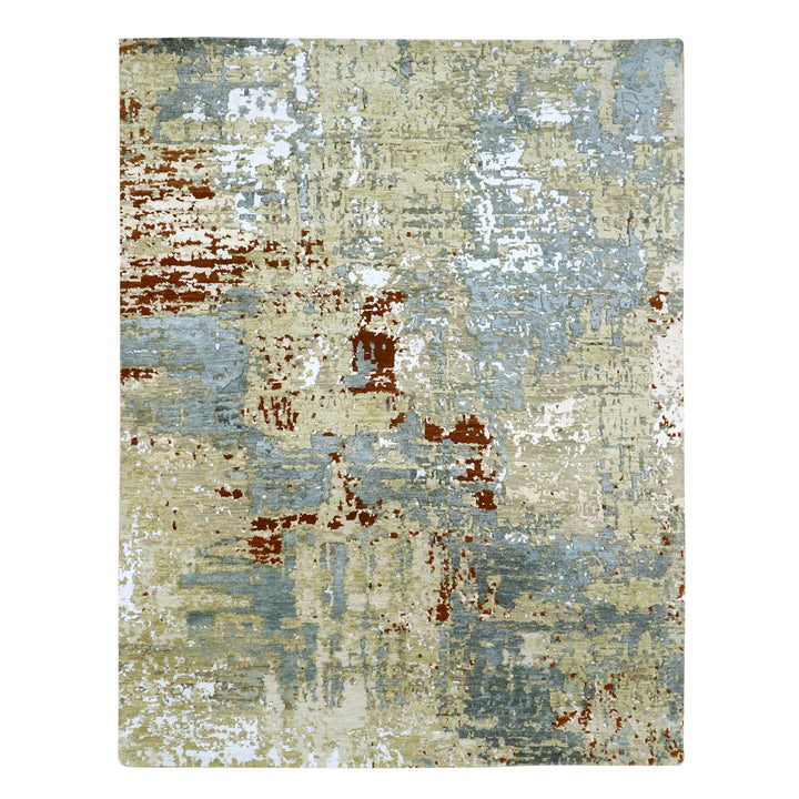 7'11" x 10'3" New Hand Knotted Green Wool Rectangle Oriental Rug - MOA10283131