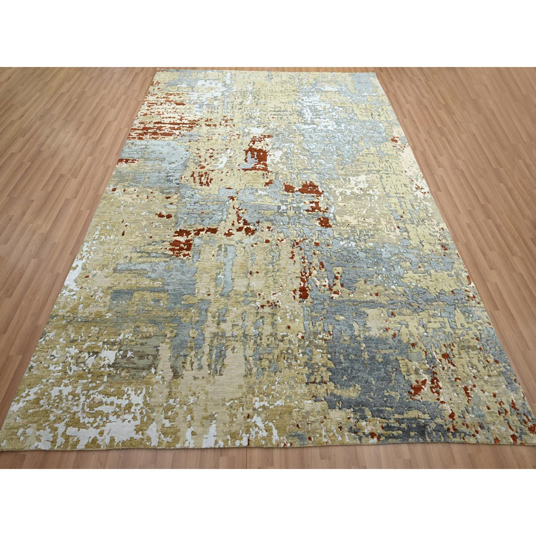 7'11" x 10'3" New Hand Knotted Green Wool Rectangle Oriental Rug - MOA10283131
