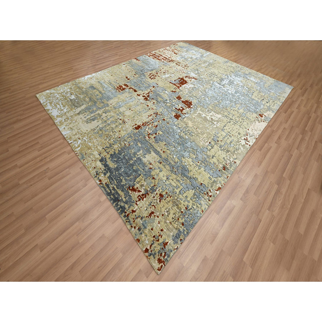7'11" x 10'3" New Hand Knotted Green Wool Rectangle Oriental Rug - MOA10283131