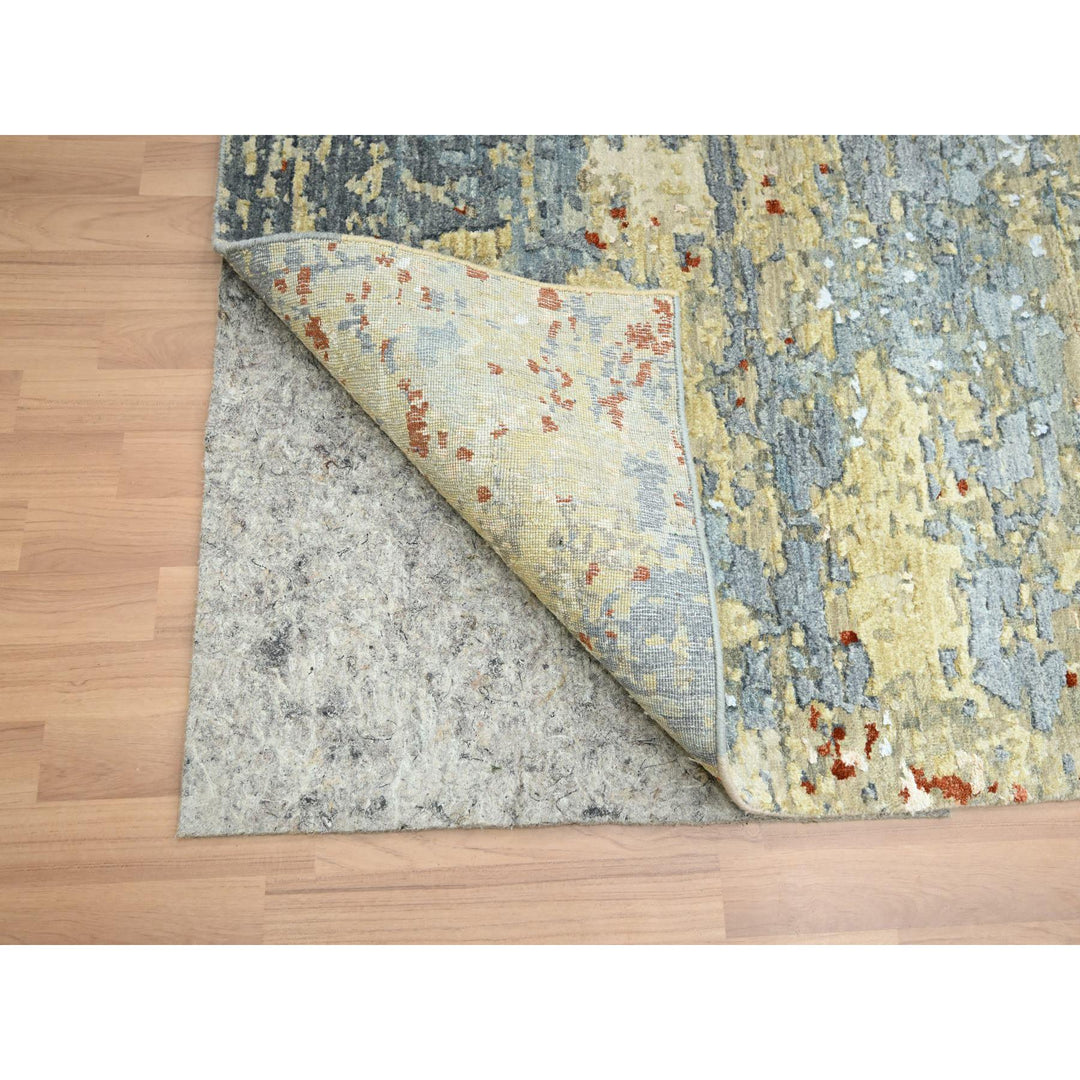 7'11" x 10'3" New Hand Knotted Green Wool Rectangle Oriental Rug - MOA10283131