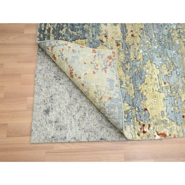 7'11" x 10'3" New Hand Knotted Green Wool Rectangle Oriental Rug - MOA10283131