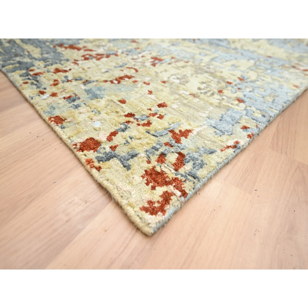 7'11" x 10'3" New Hand Knotted Green Wool Rectangle Oriental Rug - MOA10283131