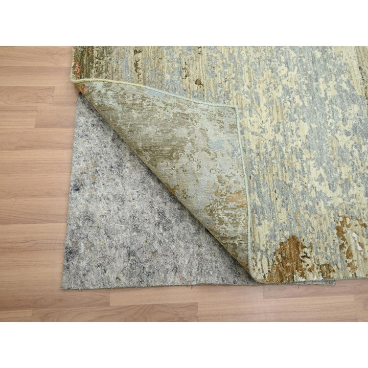 8'1" x 10'5" New Hand Knotted Green Wool Rectangle Oriental Rug - MOA10283132