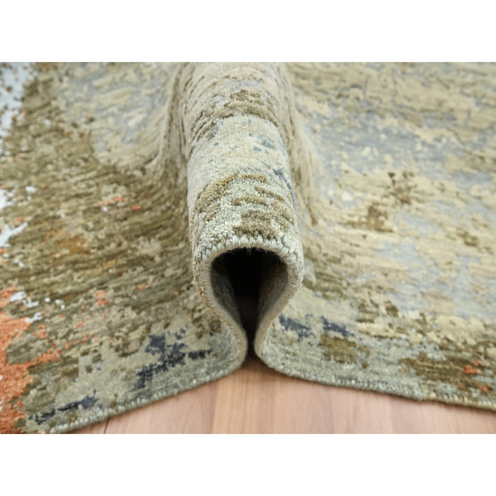 8'1" x 10'5" New Hand Knotted Green Wool Rectangle Oriental Rug - MOA10283132