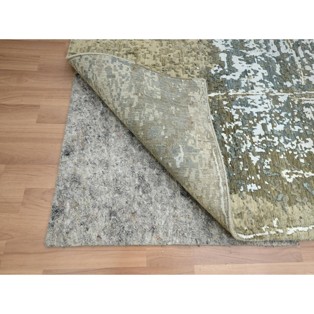 7'10" x 10'2" New Hand Knotted Beige Wool Rectangle Oriental Rug - MOA10283134