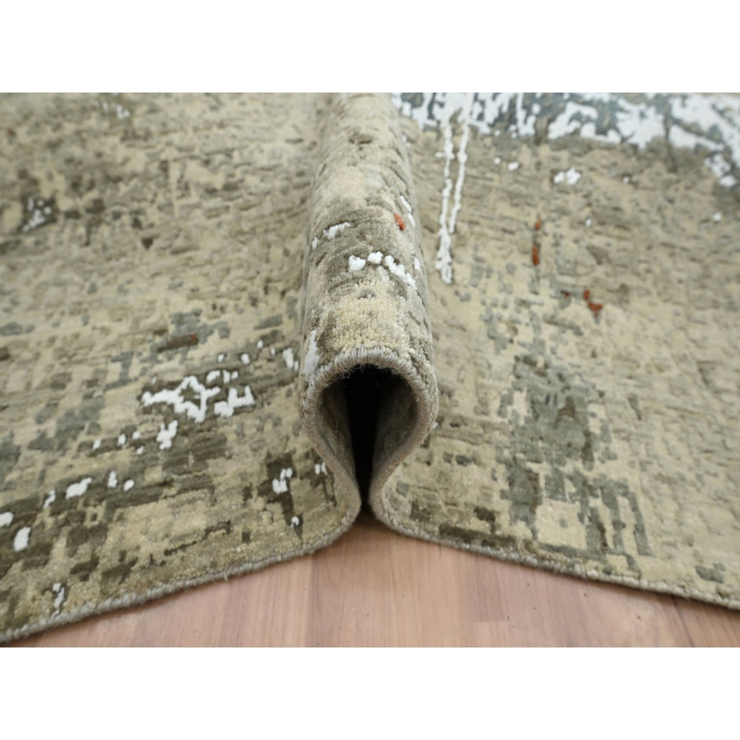 7'10" x 10'2" New Hand Knotted Beige Wool Rectangle Oriental Rug - MOA10283134