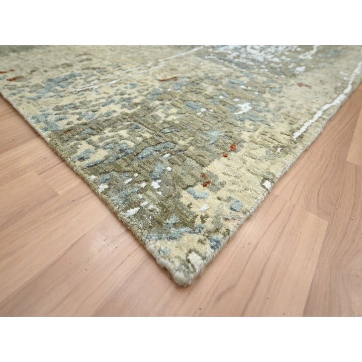 7'10" x 10'2" New Hand Knotted Beige Wool Rectangle Oriental Rug - MOA10283134