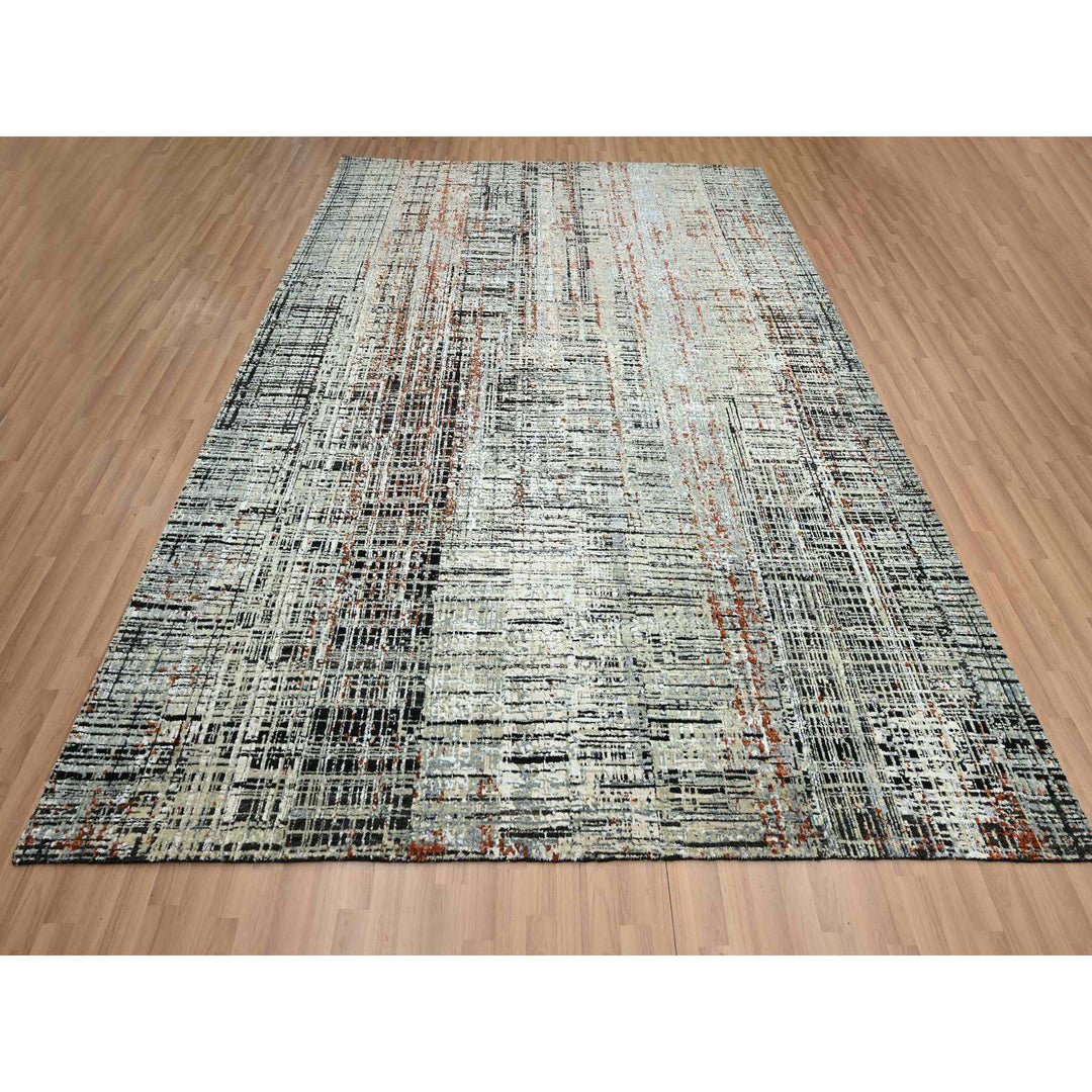 8'0" x 10'3" New Hand Knotted Black Wool Rectangle Oriental Rug - MOA10283135