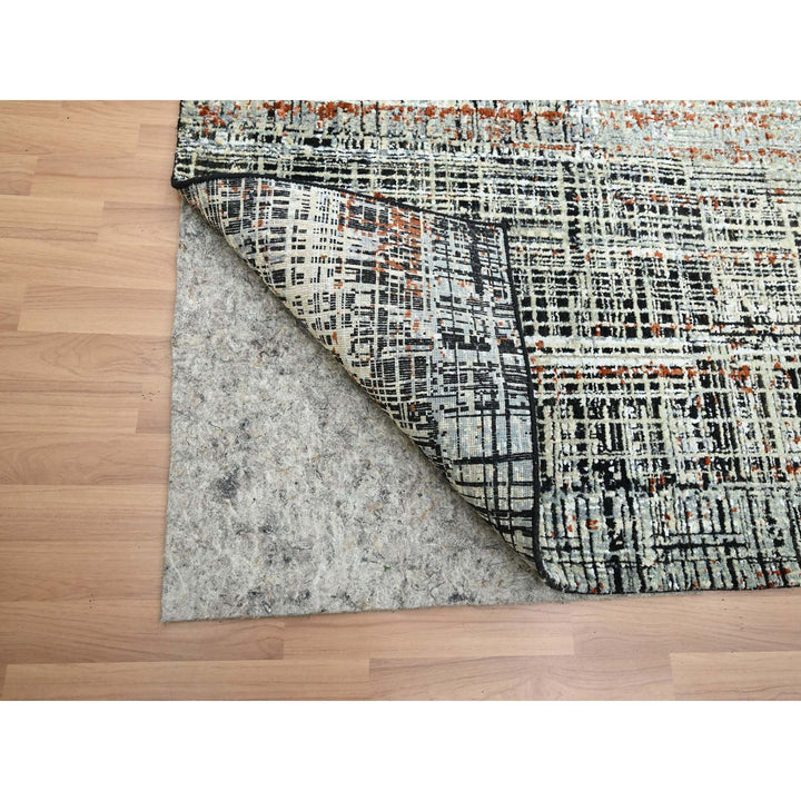 8'0" x 10'3" New Hand Knotted Black Wool Rectangle Oriental Rug - MOA10283135