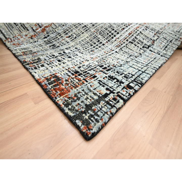 8'0" x 10'3" New Hand Knotted Black Wool Rectangle Oriental Rug - MOA10283135