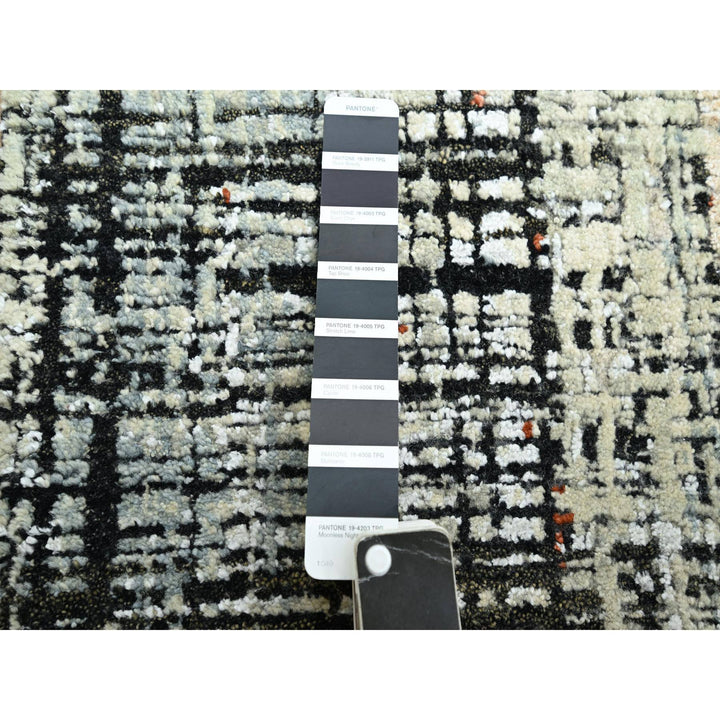 8'0" x 10'3" New Hand Knotted Black Wool Rectangle Oriental Rug - MOA10283135