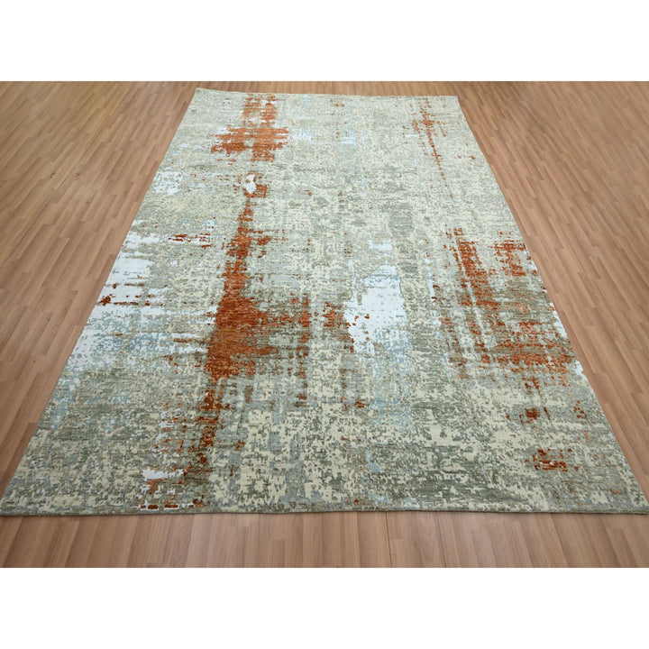 8'1" x 10'3" New Hand Knotted Red Wool Rectangle Oriental Rug - MOA10283139