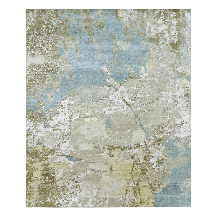8'0" x 9'8" New Hand Knotted Beige Wool Rectangle Oriental Rug - MOA10283140