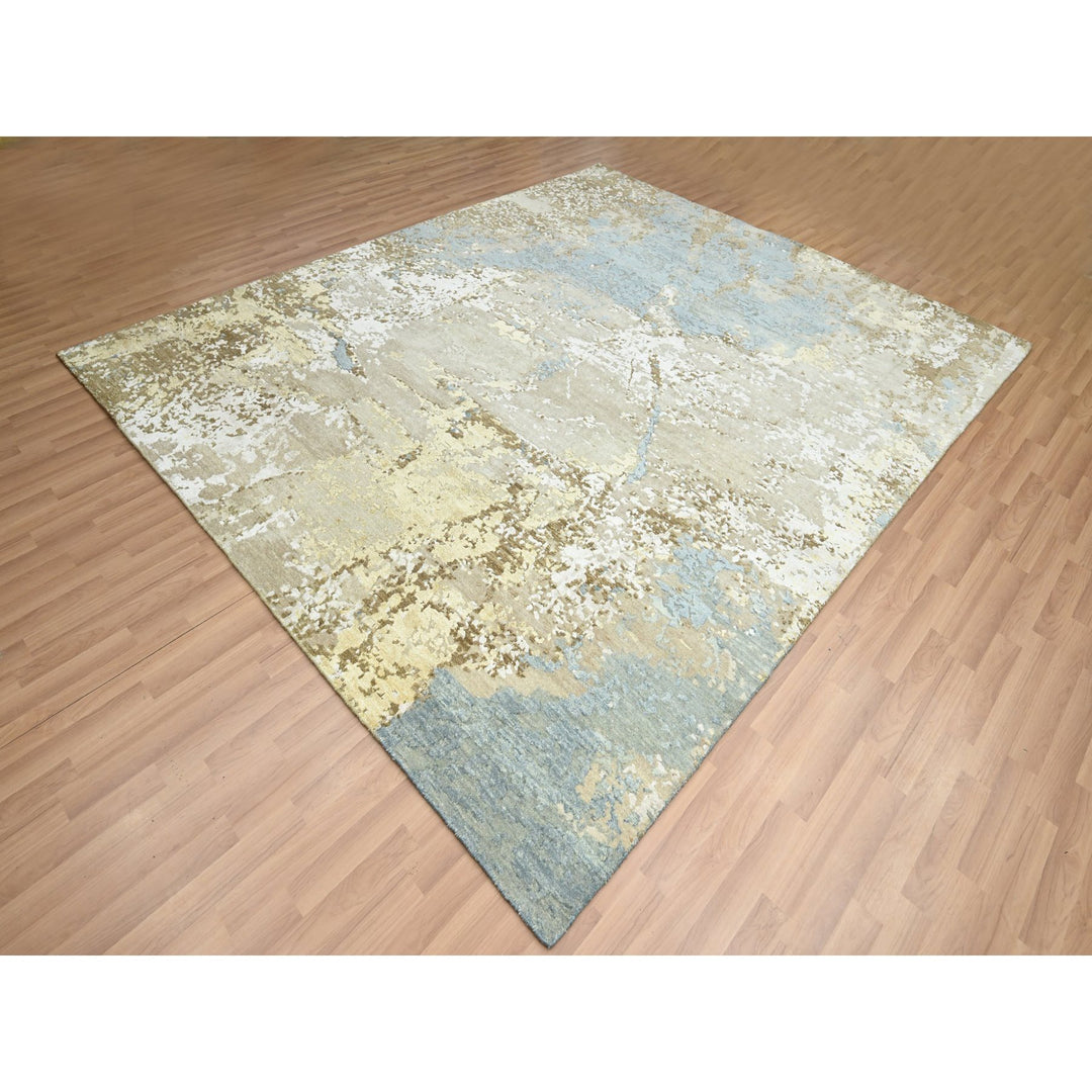 8'0" x 9'8" New Hand Knotted Beige Wool Rectangle Oriental Rug - MOA10283140