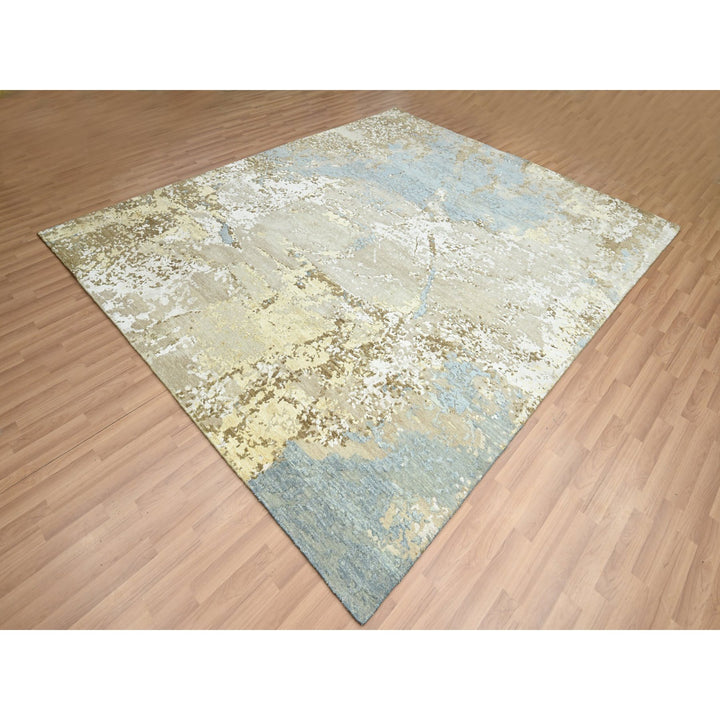 8'0" x 9'8" New Hand Knotted Beige Wool Rectangle Oriental Rug - MOA10283140