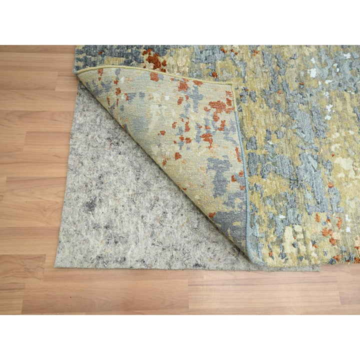 9'0" x 12'8" New Hand Knotted Blue Wool Rectangle Oriental Rug - MOA10283141