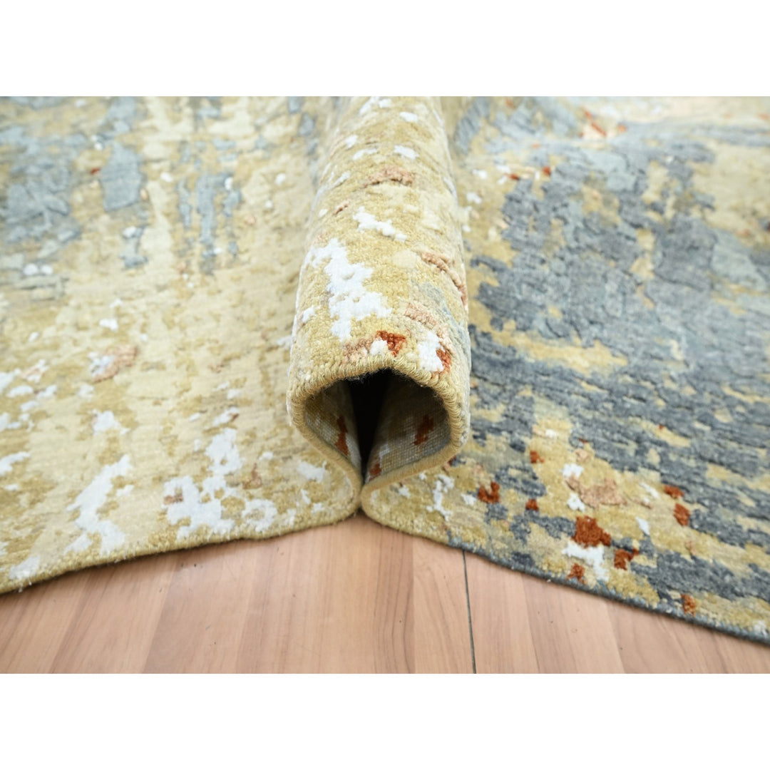 9'0" x 12'8" New Hand Knotted Blue Wool Rectangle Oriental Rug - MOA10283141