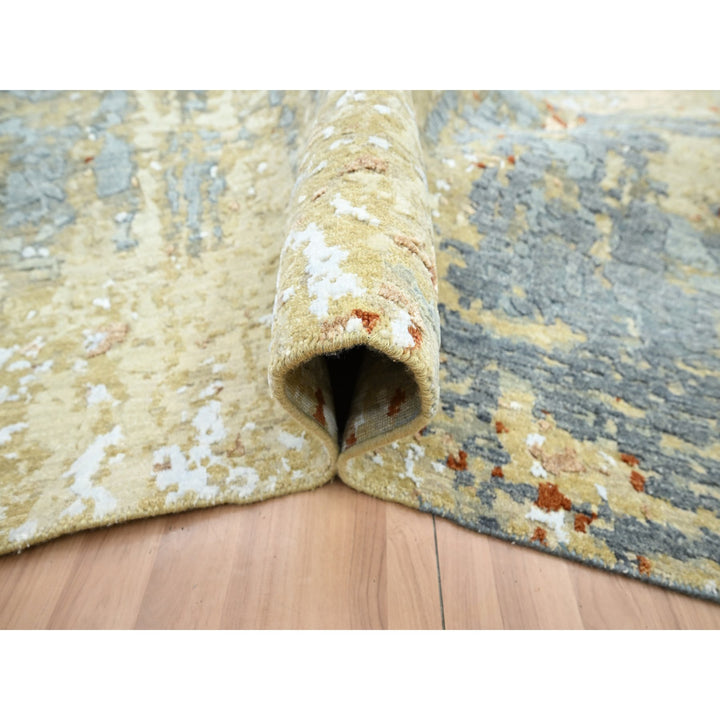 9'0" x 12'8" New Hand Knotted Blue Wool Rectangle Oriental Rug - MOA10283141