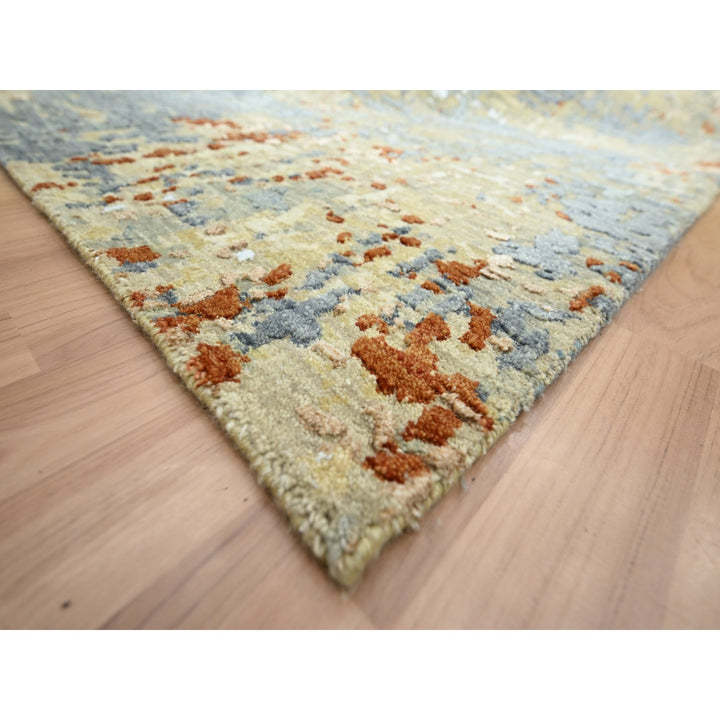 9'0" x 12'8" New Hand Knotted Blue Wool Rectangle Oriental Rug - MOA10283141