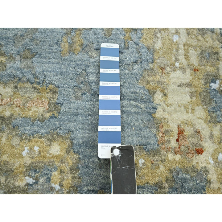 9'0" x 12'8" New Hand Knotted Blue Wool Rectangle Oriental Rug - MOA10283141