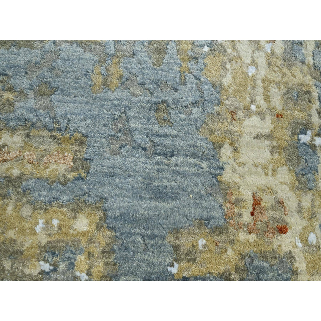 9'0" x 12'8" New Hand Knotted Blue Wool Rectangle Oriental Rug - MOA10283141
