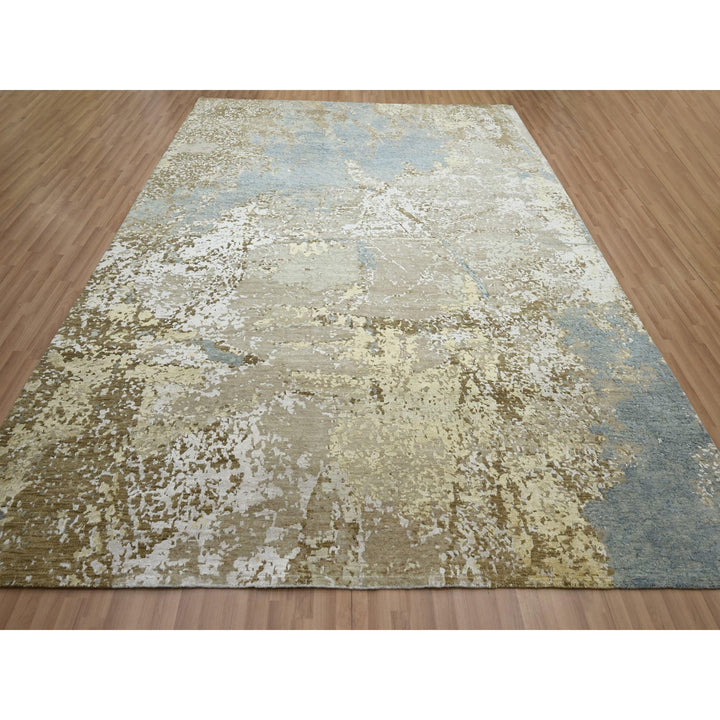 9'0" x 11'10" New Hand Knotted Brown Wool Rectangle Oriental Rug - MOA10283144