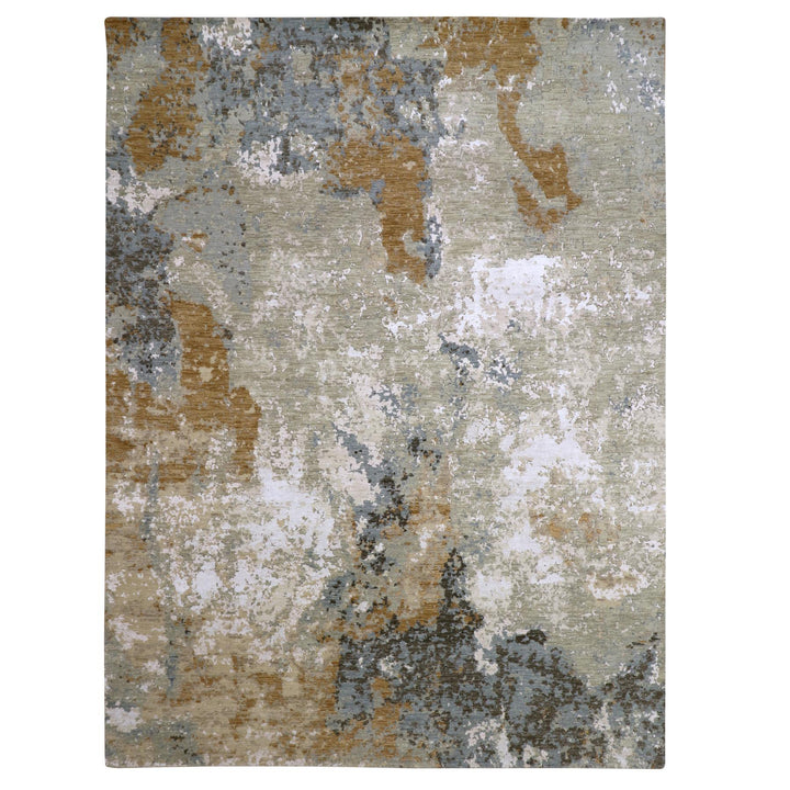 9'0" x 12'1" New Hand Knotted Brown Wool Rectangle Oriental Rug - MOA10283145