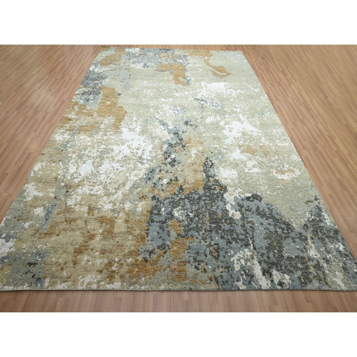 9'0" x 12'1" New Hand Knotted Brown Wool Rectangle Oriental Rug - MOA10283145