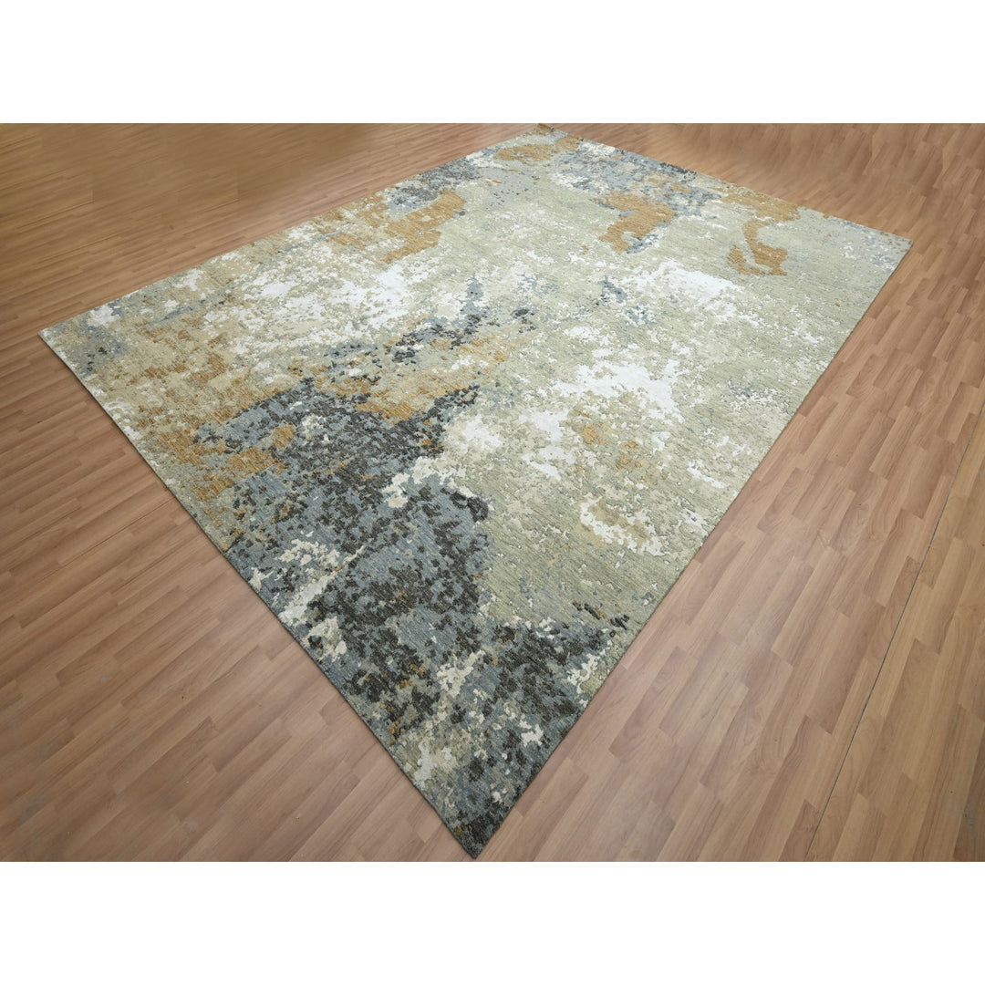 9'0" x 12'1" New Hand Knotted Brown Wool Rectangle Oriental Rug - MOA10283145