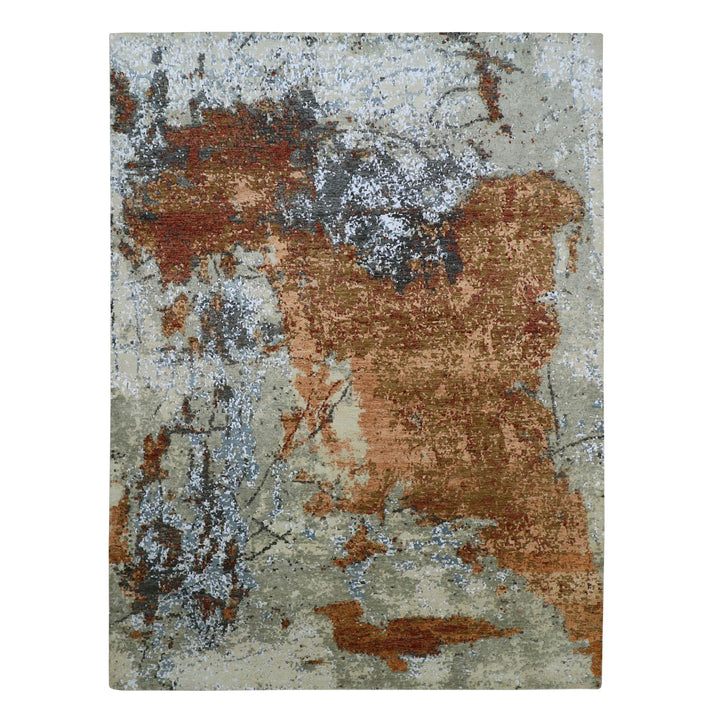 9'0" x 12'2" New Hand Knotted Orange Wool Rectangle Oriental Rug - MOA10283146