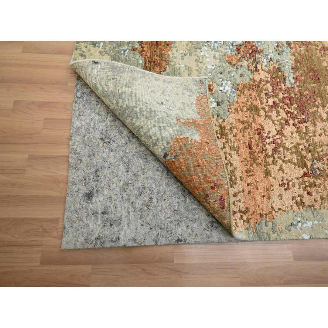 9'0" x 12'2" New Hand Knotted Orange Wool Rectangle Oriental Rug - MOA10283146