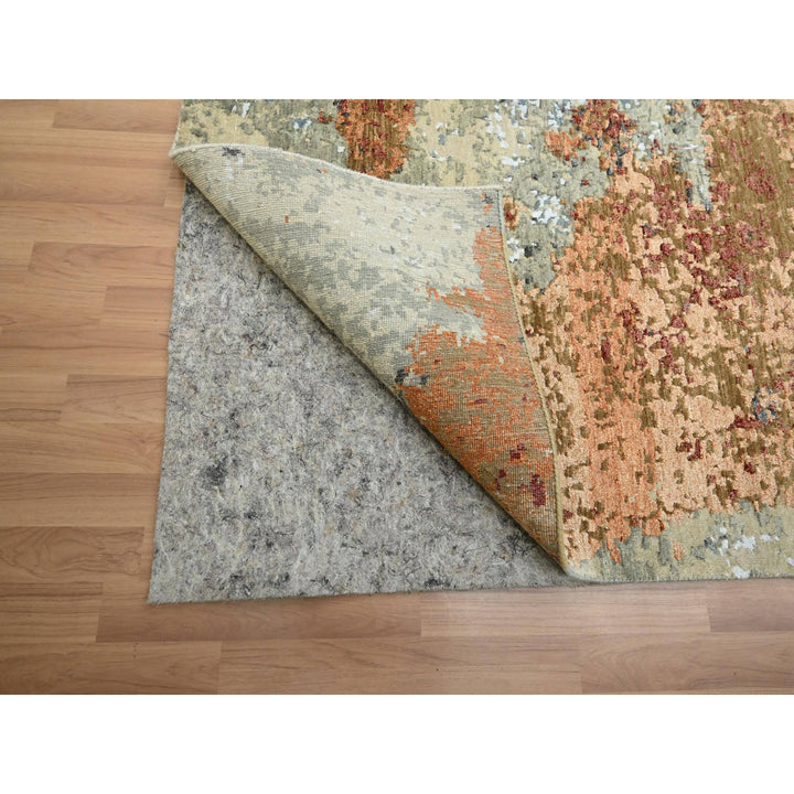 9'0" x 12'2" New Hand Knotted Orange Wool Rectangle Oriental Rug - MOA10283146